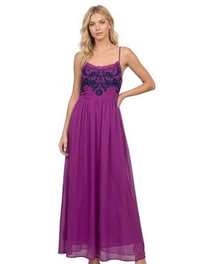 Tobi purple embroidered maxi dress size small new with tags